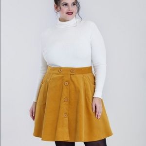 Hellbunny Wonder Years Mini Skirt Yellow corduroy 4x uk22 US 18